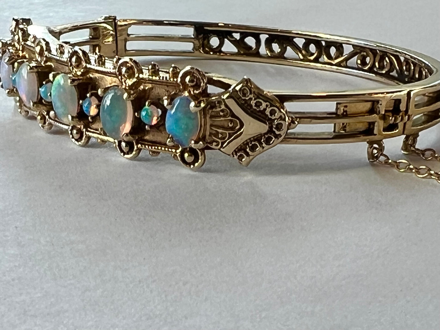 Estate Victorian Etruscan Revival 14K Blue Opal Bracelet