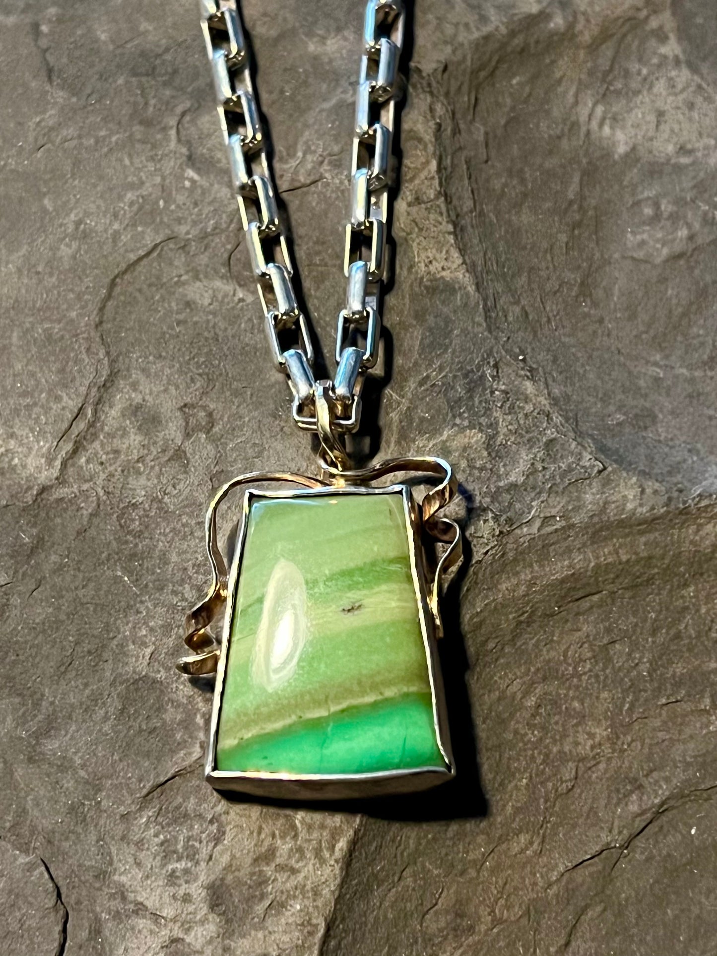Wood Opal with Forged Ribbon Bail - One of a Kind Necklaces