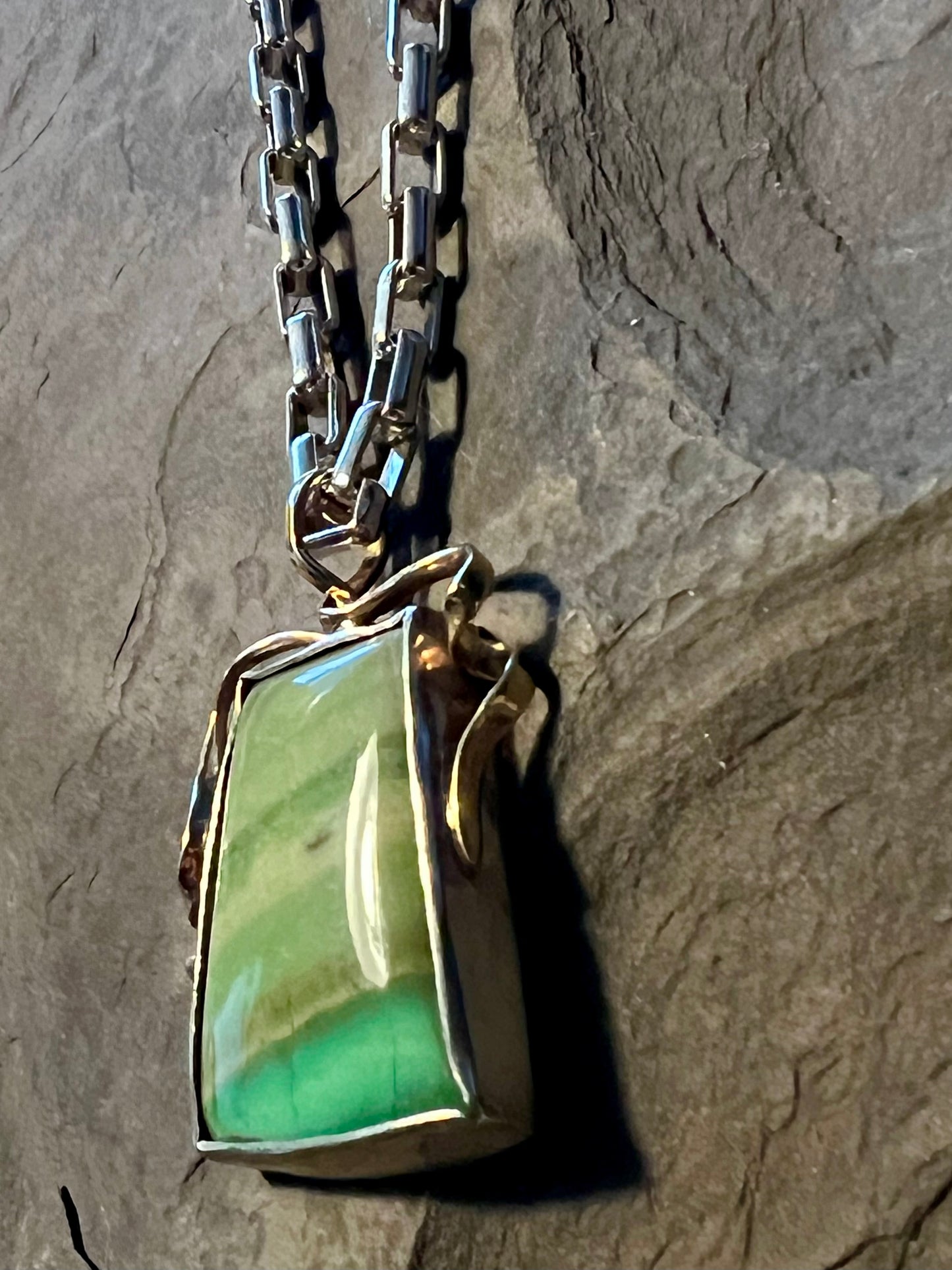 Wood Opal with Forged Ribbon Bail - One of a Kind Necklaces