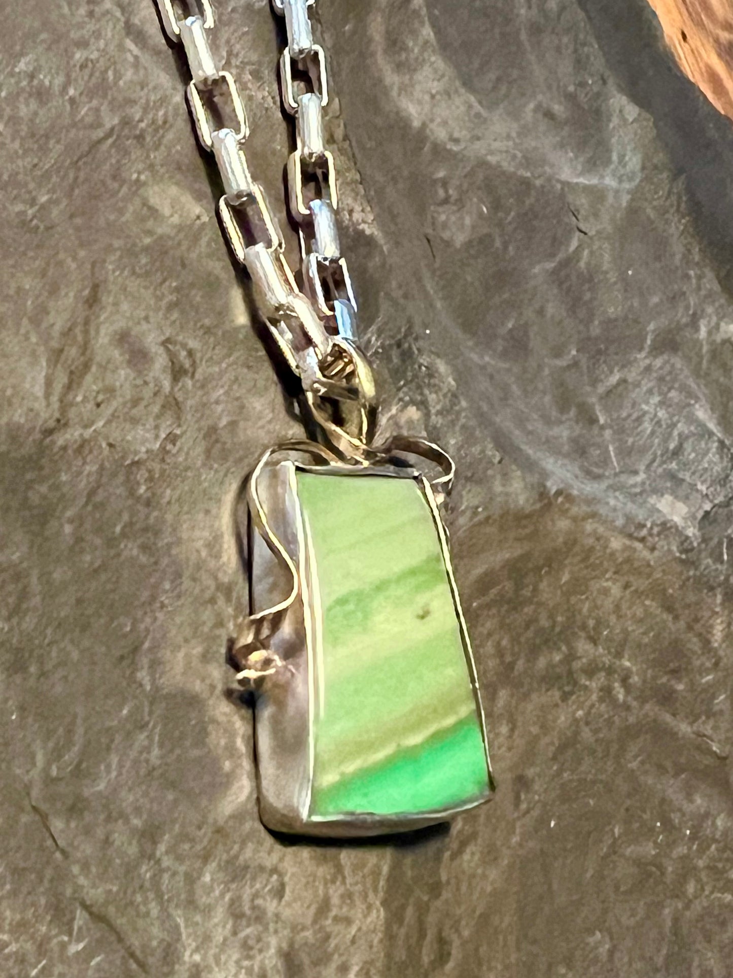 Wood Opal with Forged Ribbon Bail - One of a Kind Necklaces