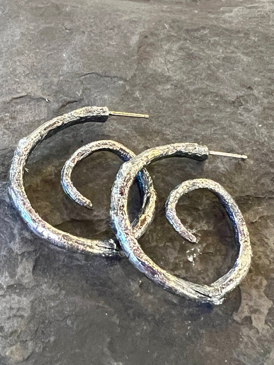 Oxidized Sterling Gnarled Twig Hoop Earrings - Cayuga Collection