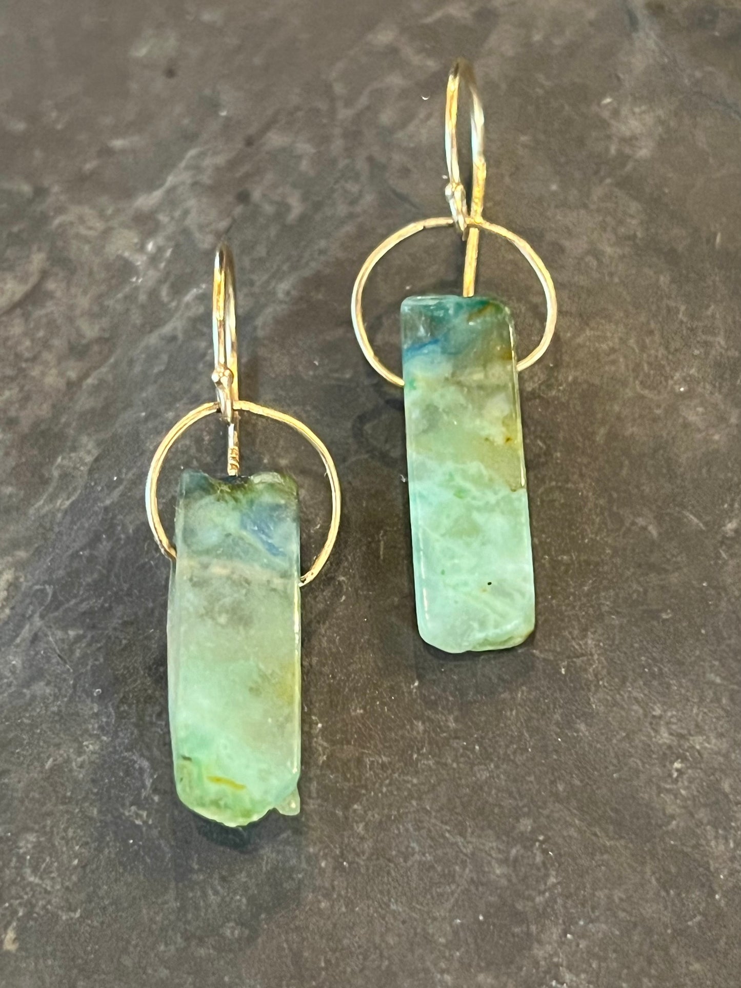 Chrysocolla 14k Organic Drop Earrings