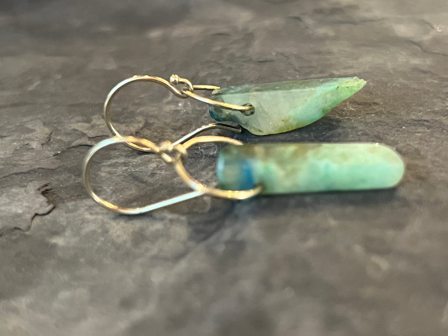 Chrysocolla 14k Organic Drop Earrings