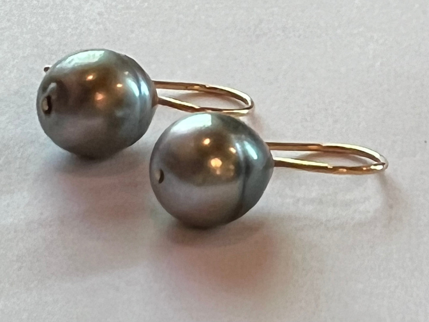 Shades of Gray Tahitian Pearl 14K Demi- Dangle - Minimalist Earrings