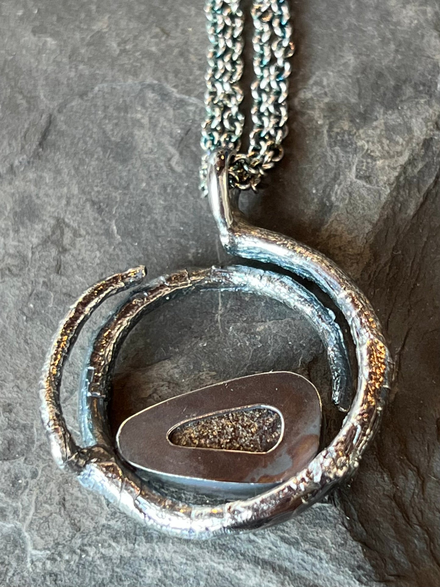 One of a Kind Oxidized Sterling & Australian Pipe Opal Vine Pendant - Cayuga Collection