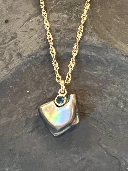 Abalone & London Blue Topaz Ocean Inspired 14k Necklace- One of a Kind
