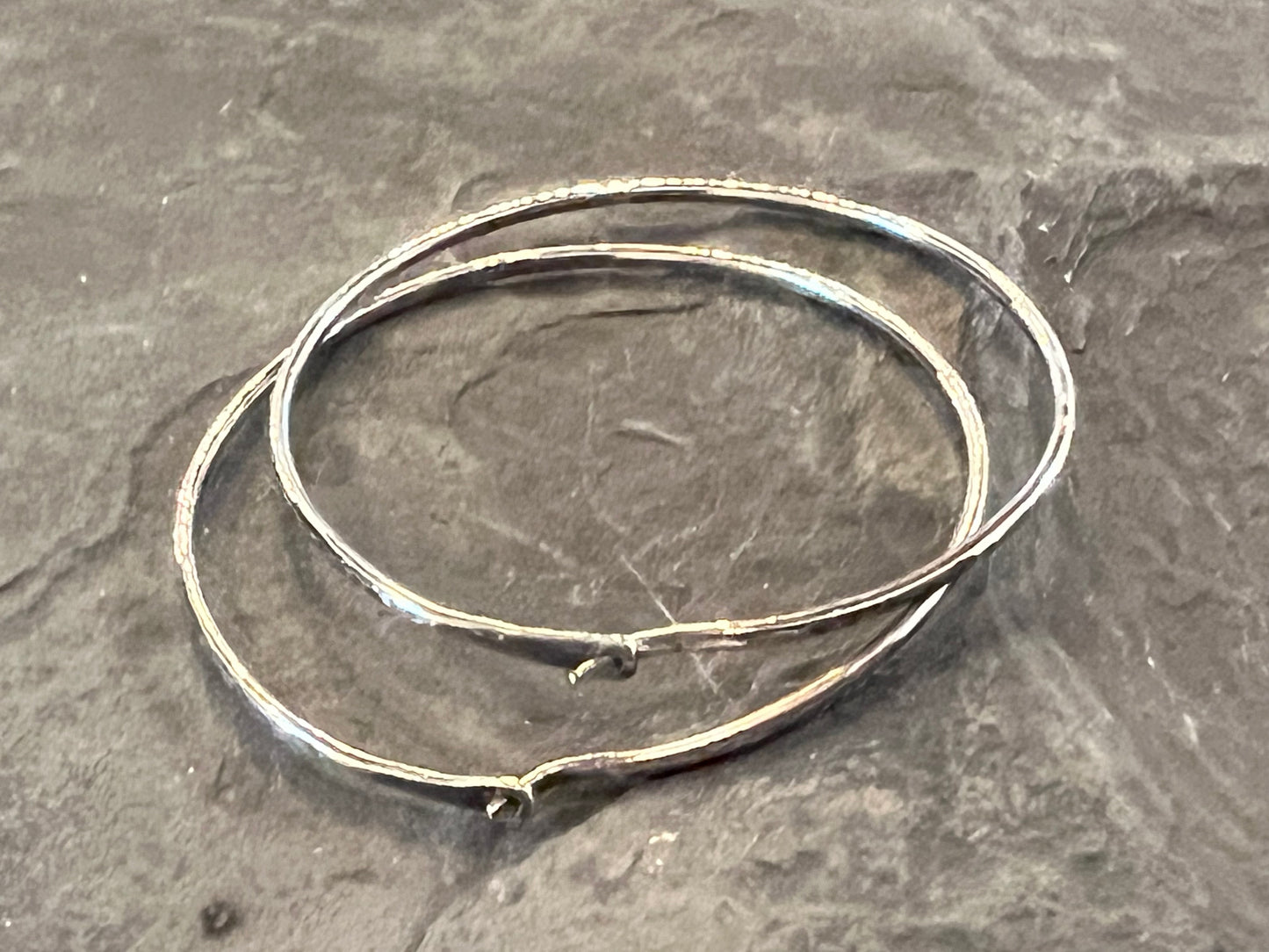 Hammered Hoop Earrings in Sterling Silver 1.25” - Minimalist