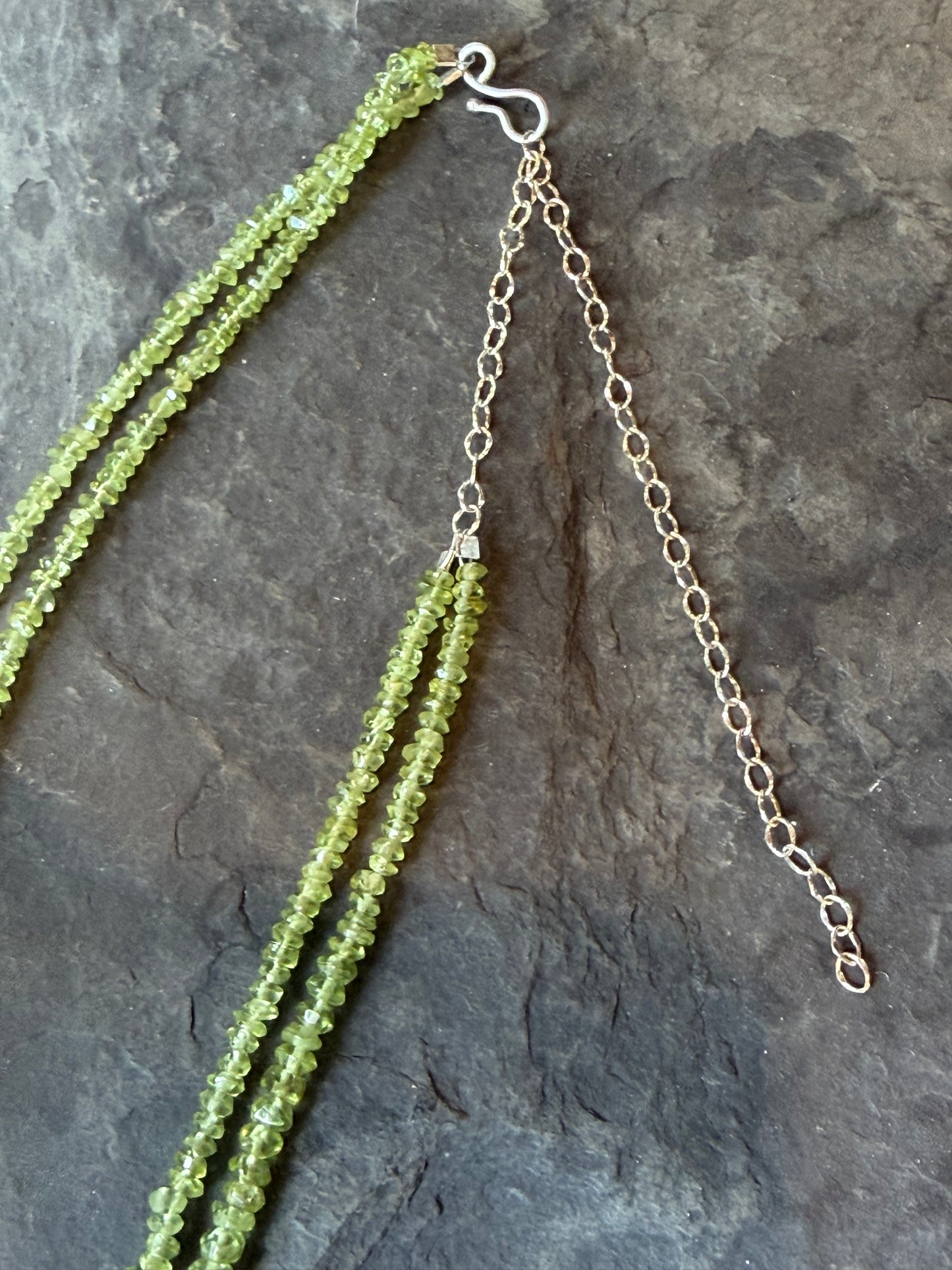 One of a Kind Sterling Larsonite Peridot Crooked Little Heart Necklace
