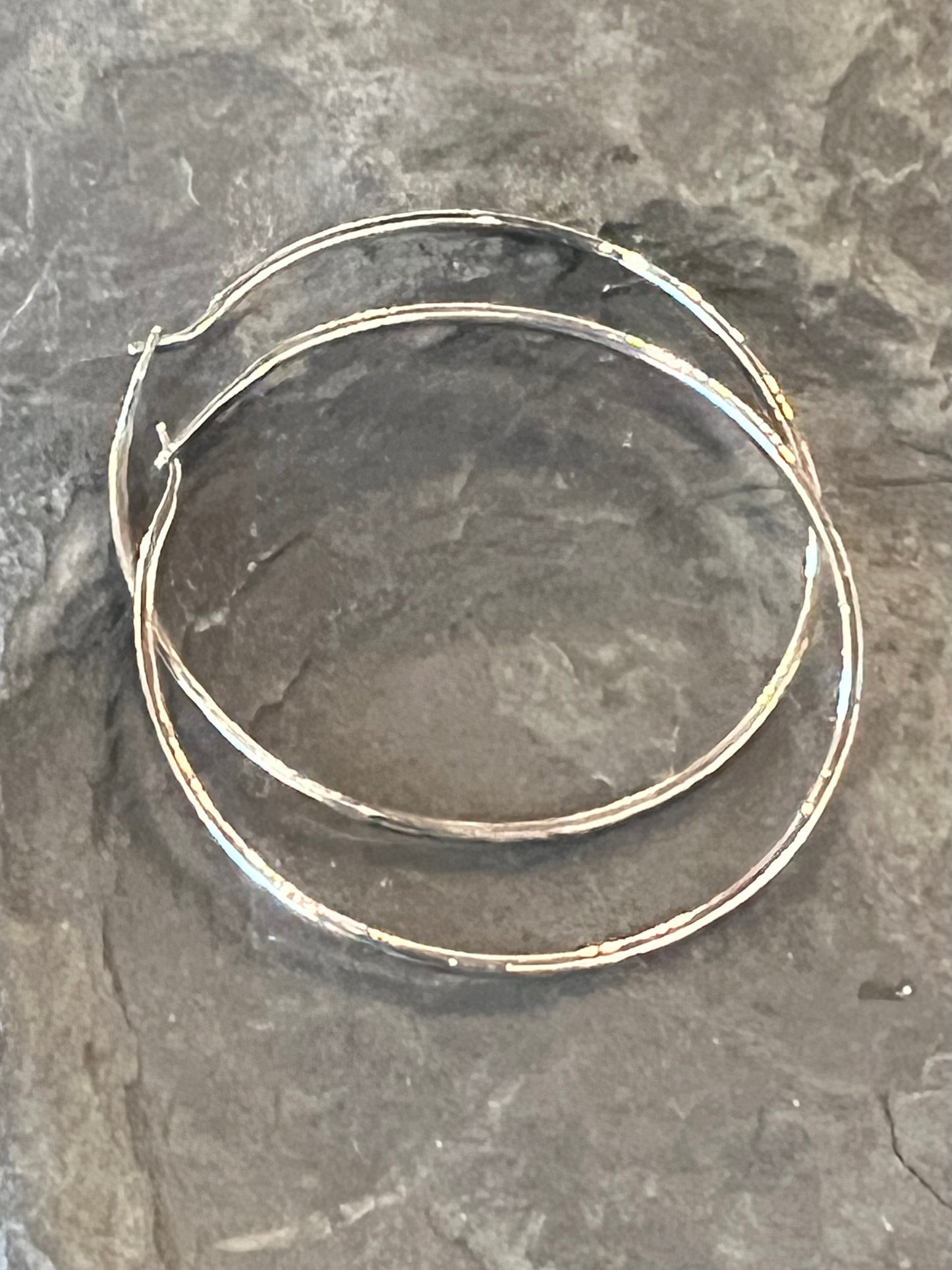 Hammered Hoop Earrings in Sterling Silver 1.25” - Minimalist