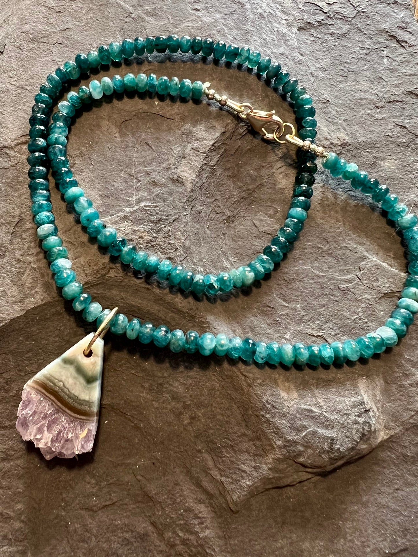 Druzy Amethyst Slab Pendant - One of a Kind Necklace