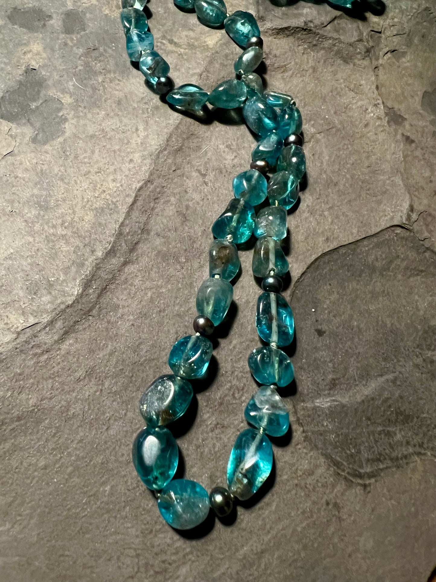Apatite & Pearl Strand- One of a Kind Necklace