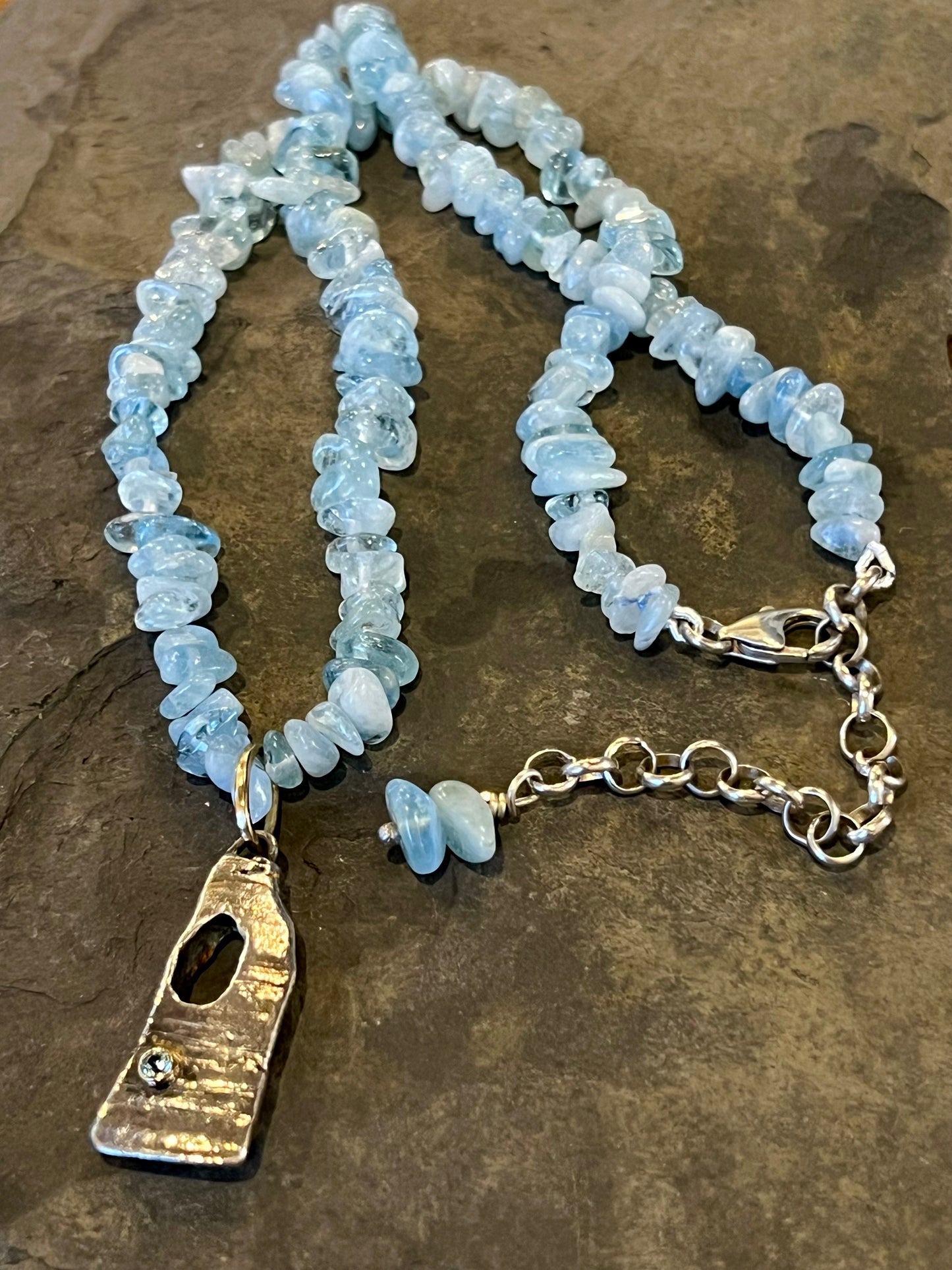 Gulf Relic Talisman with Aquamarine Necklace - Salt Series