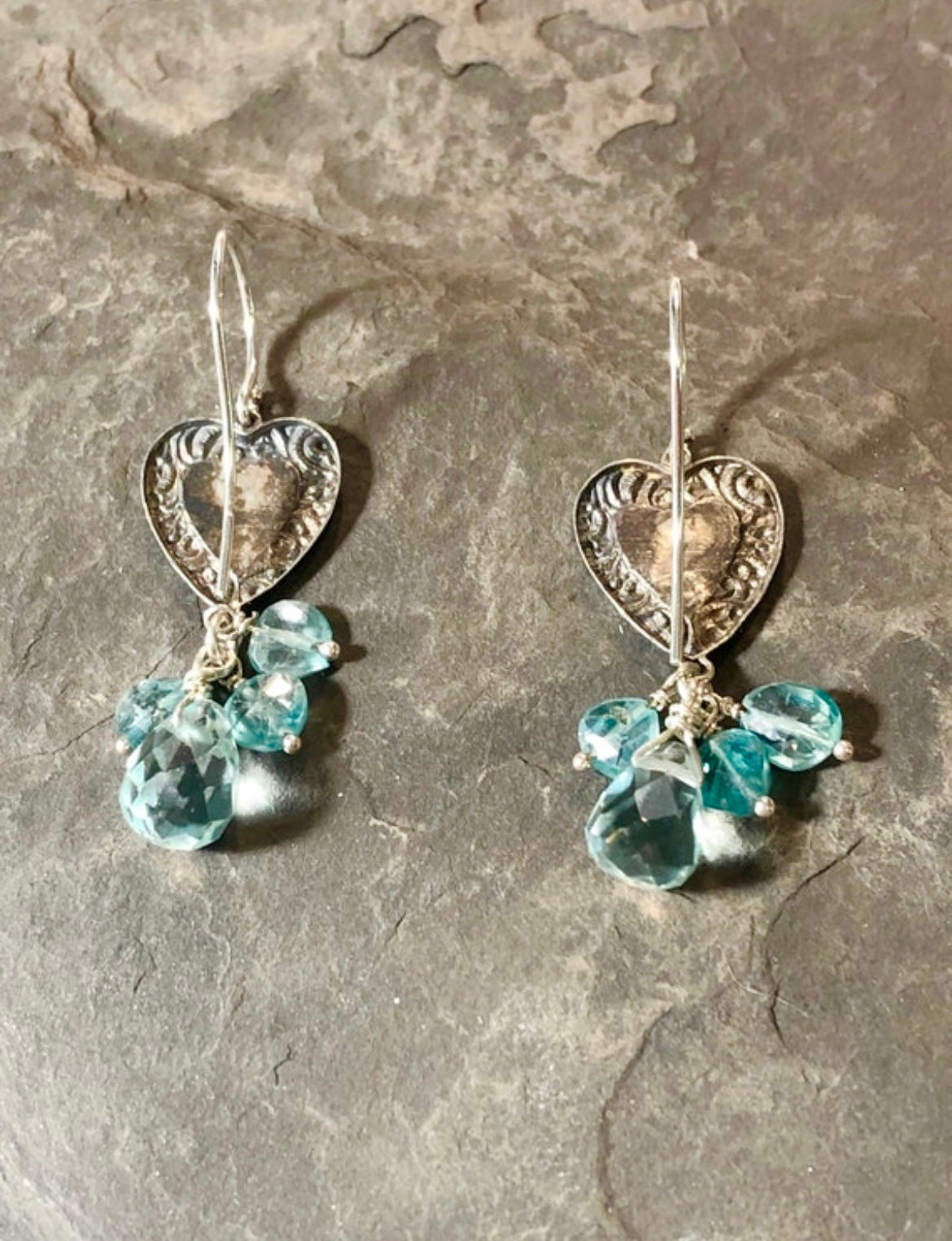 Upcycled Heart Cuff Link Earrings