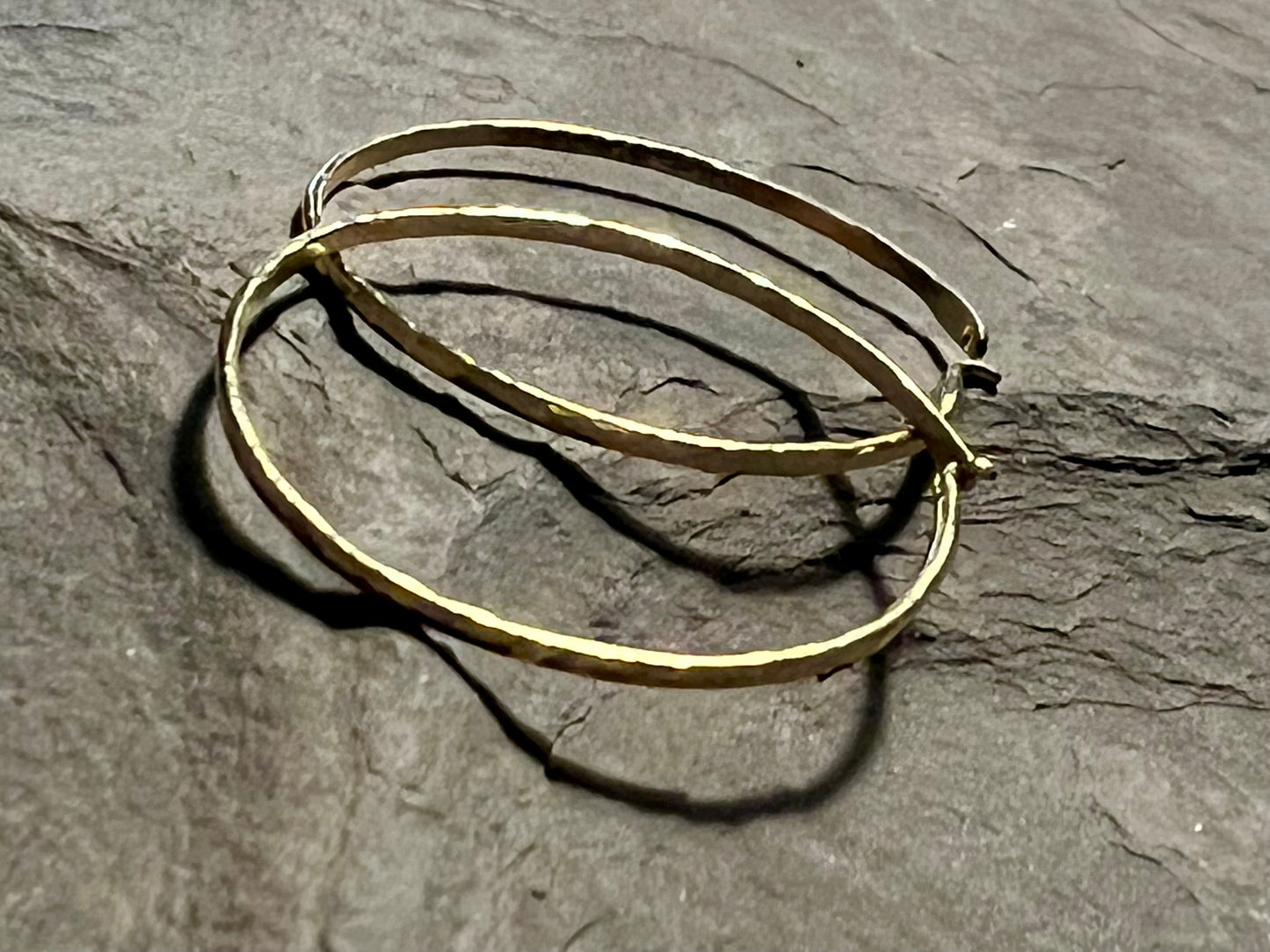 Hammered Hoop Yellow Gold - Minimalist Earrings
