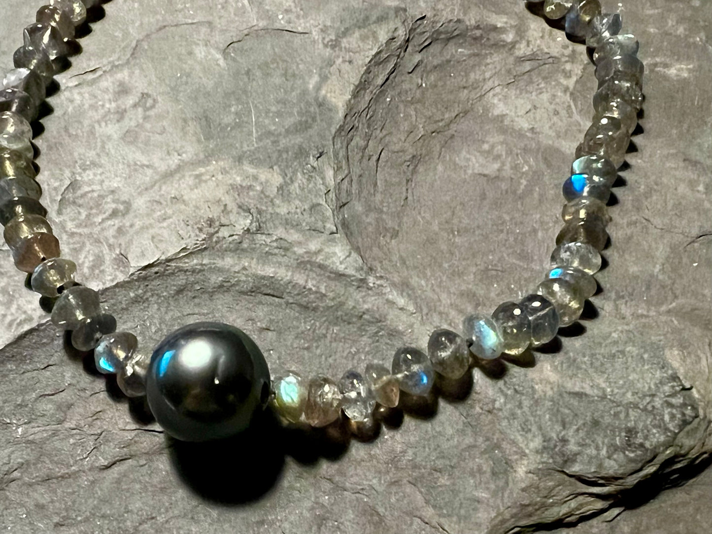 Tahitian Pearl & Labradorite Strand - One of a Kind Necklace