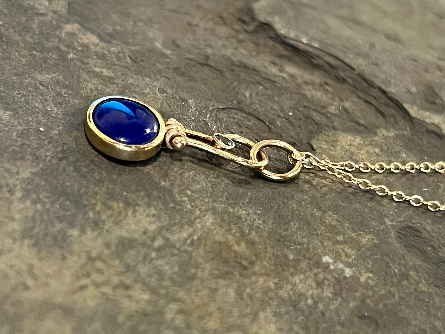 Lapis & Tanzanite Hinged Pendant - One of a Kind Necklace