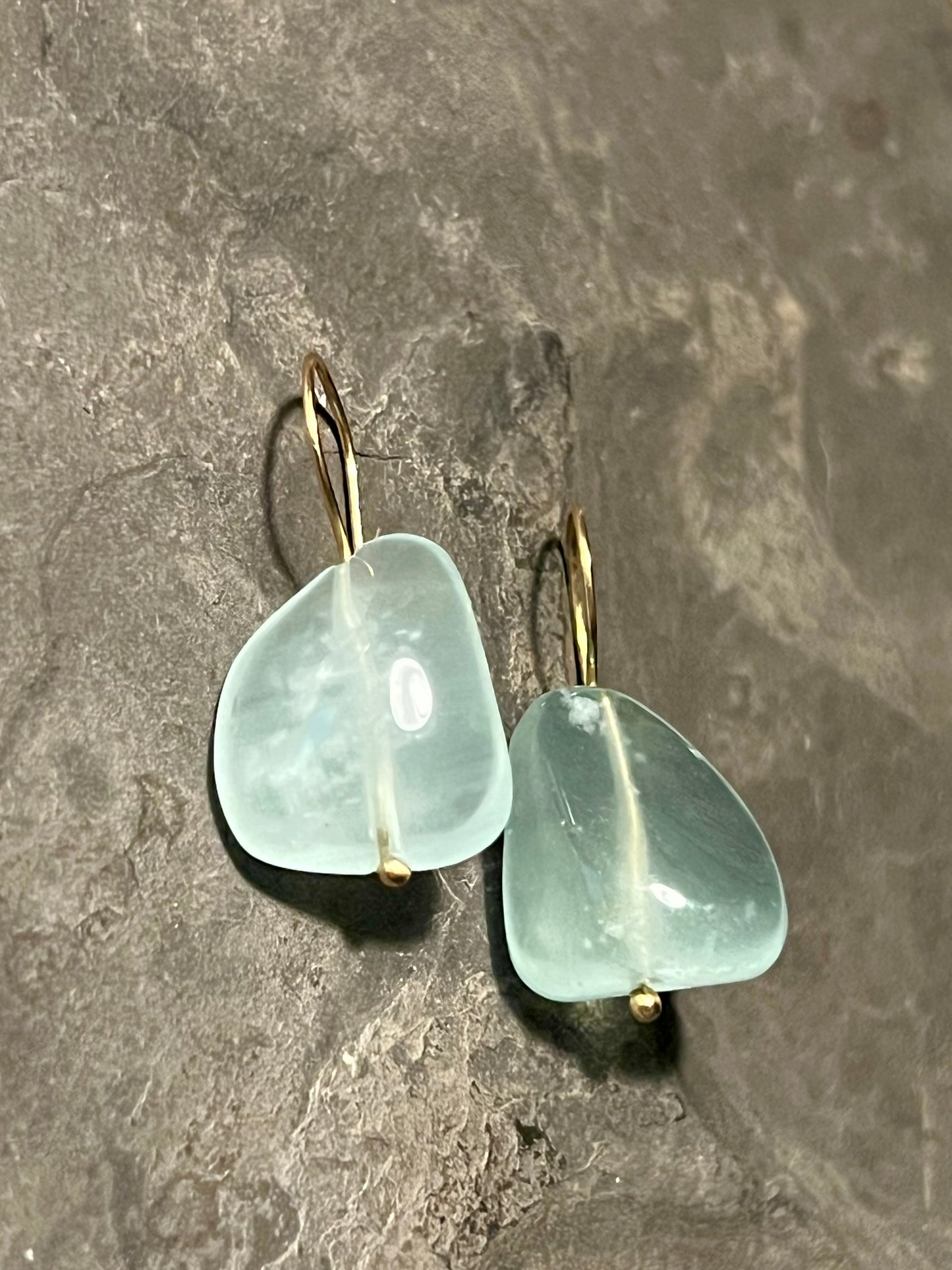 Freeform Aquamarine Demi-Dangle - Minimalist Earrings