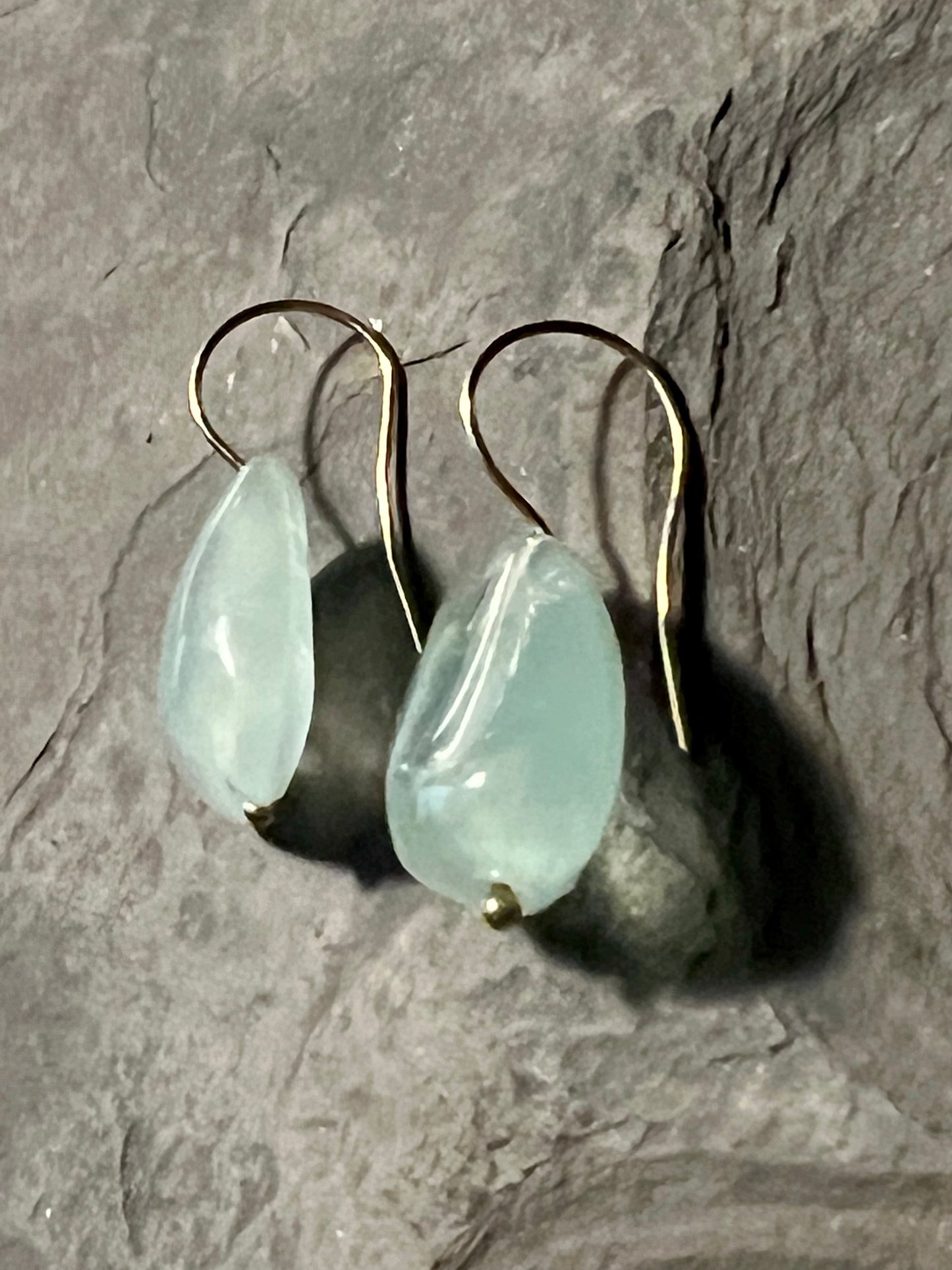 Freeform Aquamarine Demi-Dangle - Minimalist Earrings