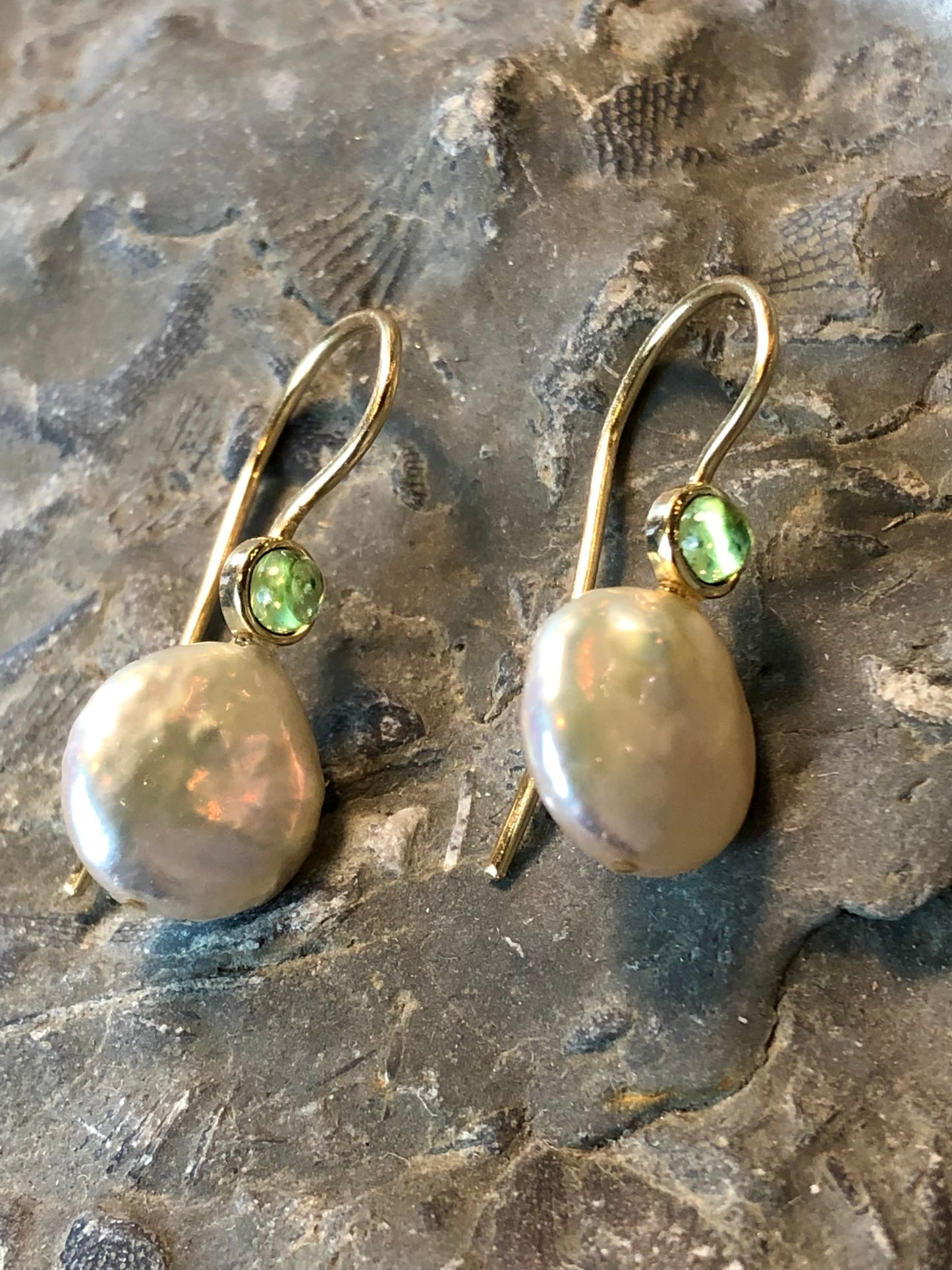 Coin Pearl & Peridot Dangle - Of a Kind Earrings