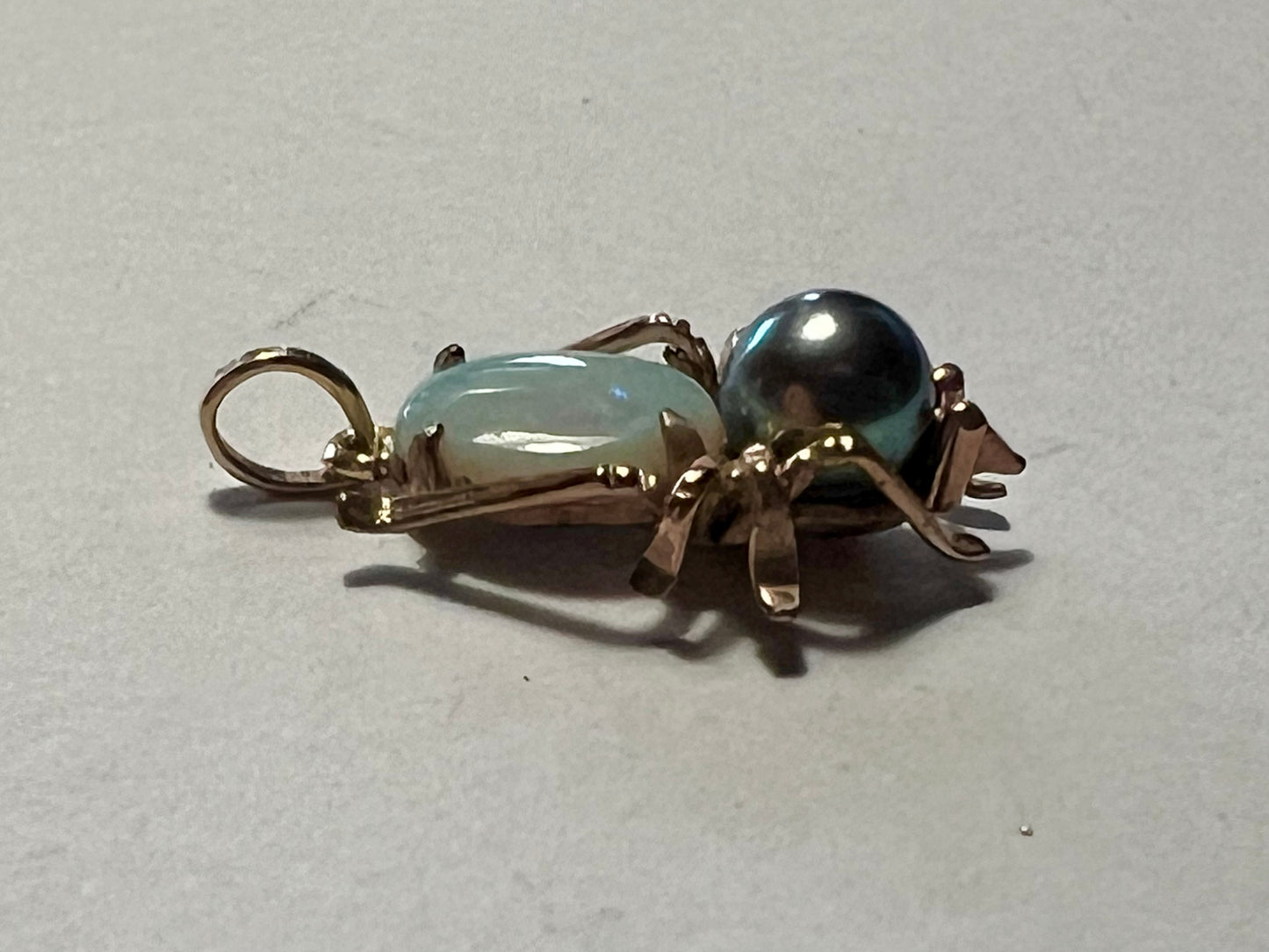Upcycled Victorian Opal & Pearl Spider Pendant
