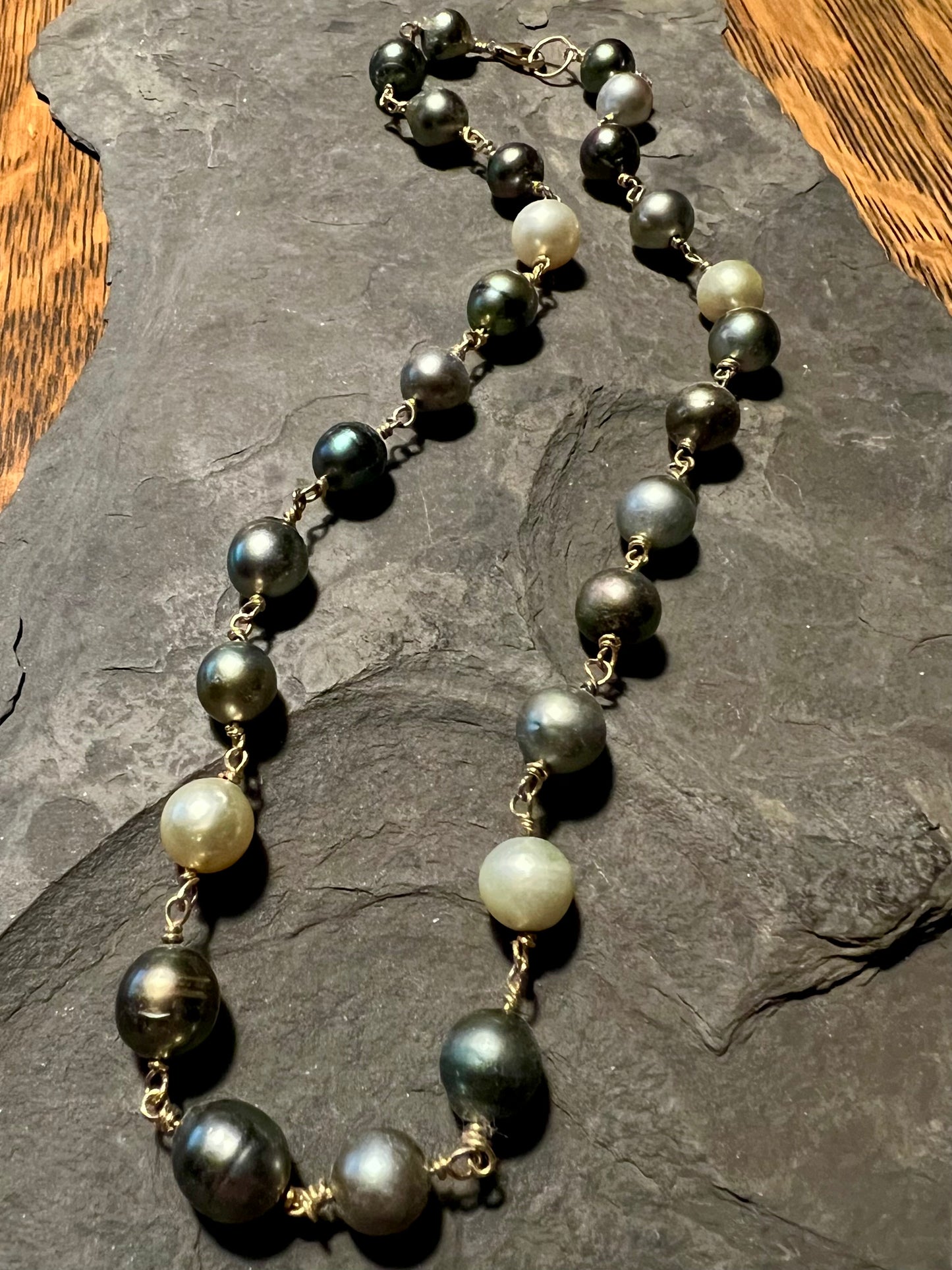 Stormy Tahitian Pearl Necklace - One of a Kind