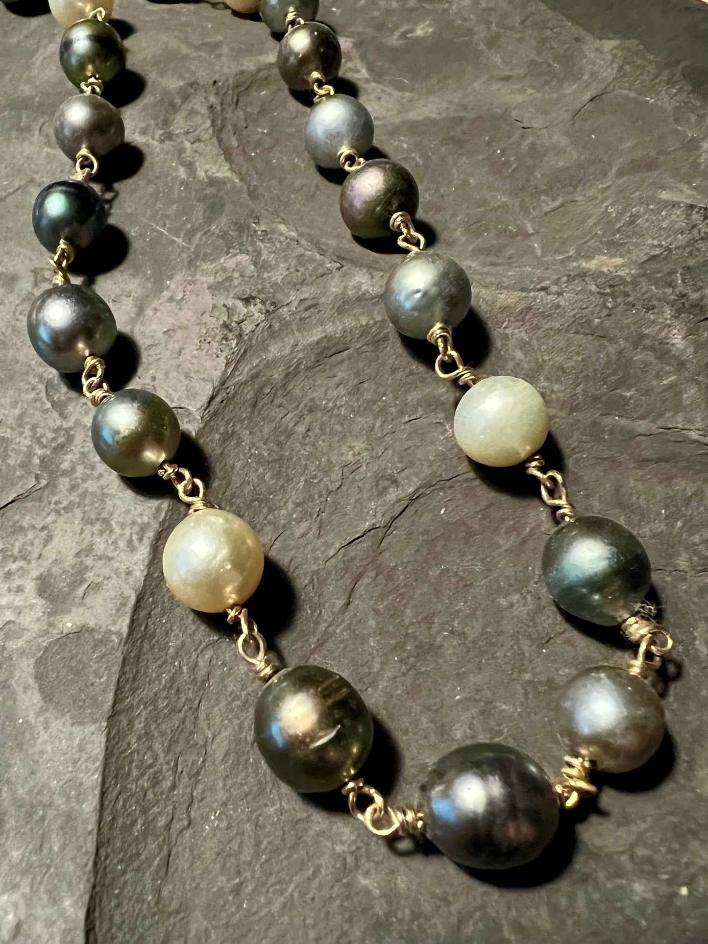 Stormy Tahitian Pearl Necklace - One of a Kind