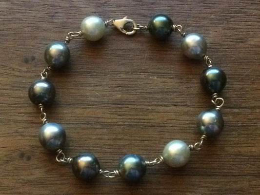 Stormy Tahitian Pearl Bracelet - One of a Kind