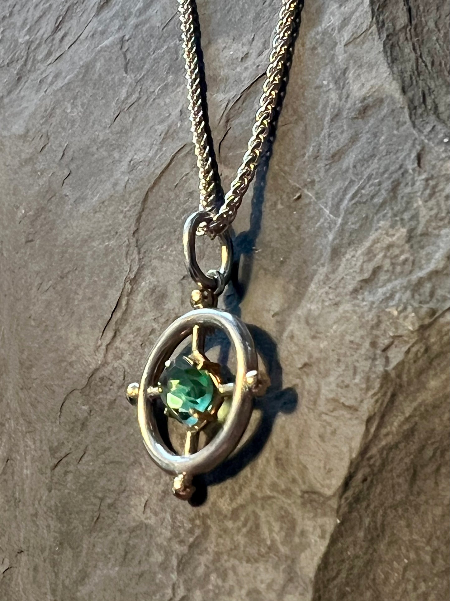 True North Green Tourmaline Pendant - One of a Kind Necklace