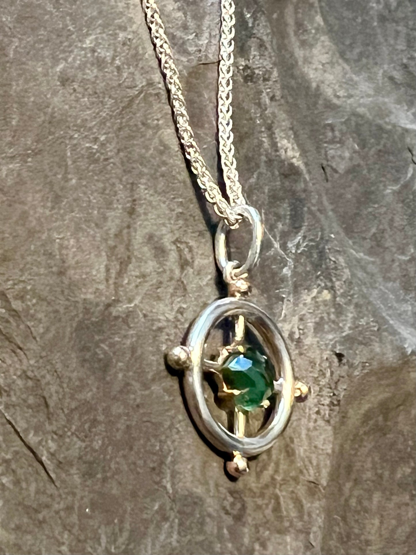 True North Green Tourmaline Pendant - One of a Kind Necklace