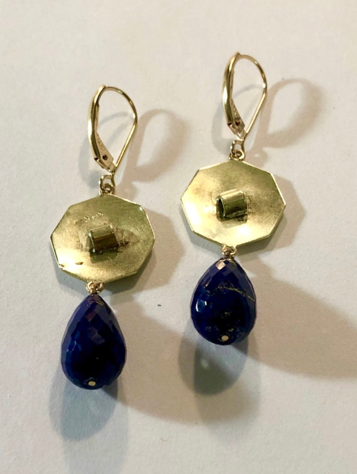 Upcycled Edwardian Cuff Link Earrings with Lapis