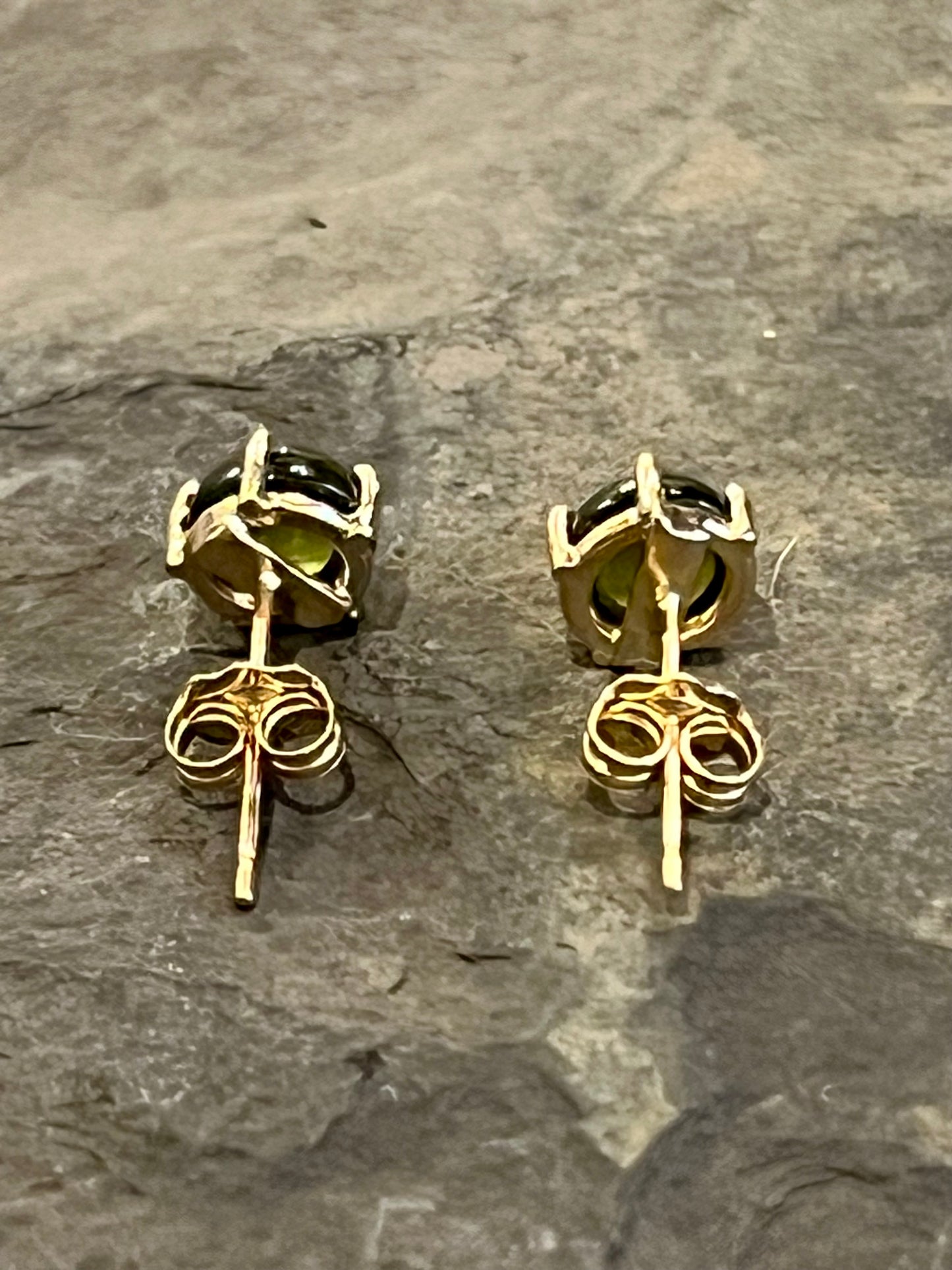 Vesuvianite Cabochon Stud - Minimalist Earrings